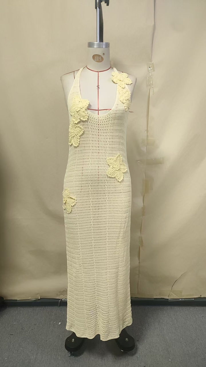 Women's crochet maxi dress with floral design Mune Fashion