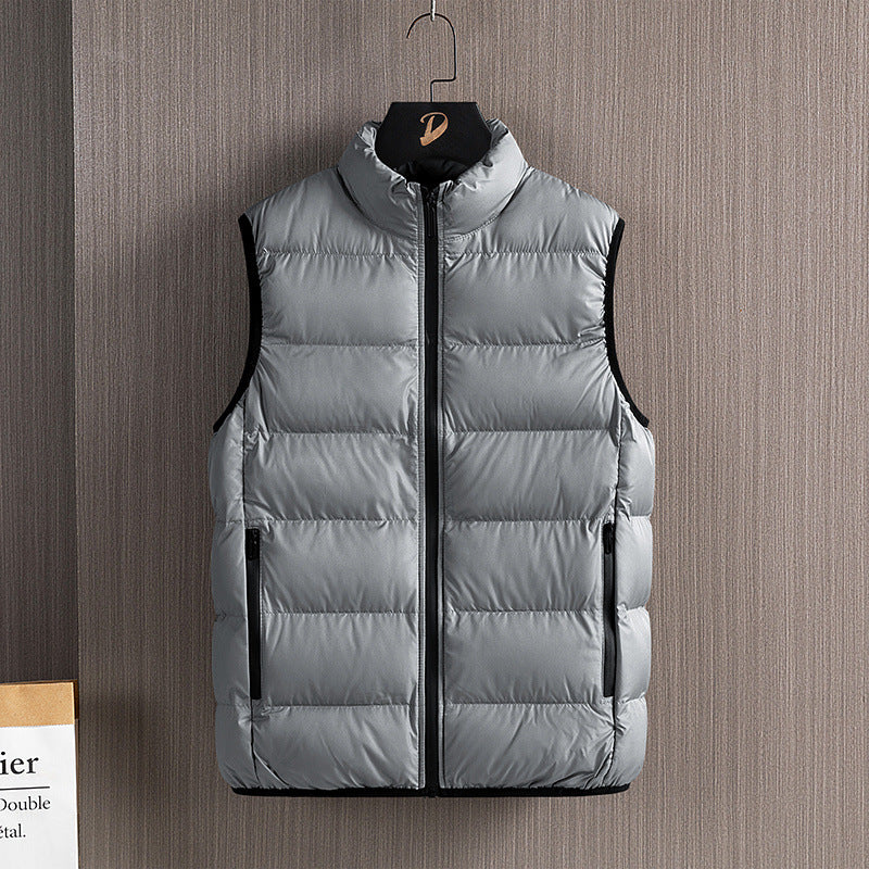 Men's Lightweight Down-Alternative Quilted Vest with Windproof Outer Shell, Stand Collar and Water-Repellent Zippers Mune Fashion