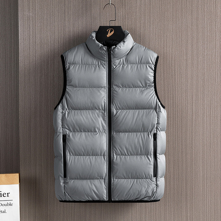 Men's Lightweight Down-Alternative Quilted Vest with Windproof Outer Shell, Stand Collar and Water-Repellent Zippers Mune Fashion