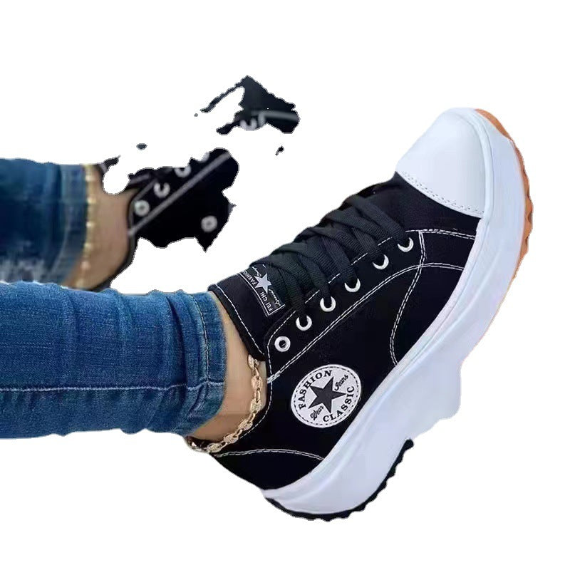 Women  retro-inspired canvas platform sneakers with reinforced toe cap and grippy profiled sole Mune Fashion
