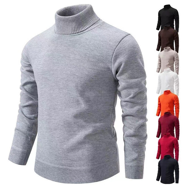 Men's Fitted Turtleneck Sweater in Fine Knit with Ribbed Collar and Cuffs Mune Fashion