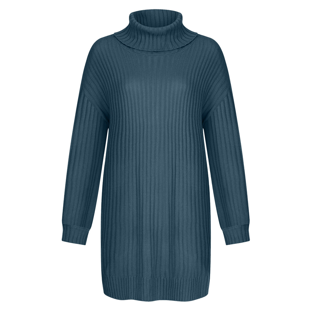 Women's Ribbed Turtleneck Tunic with Boxy Oversized Fit Mune Fashion