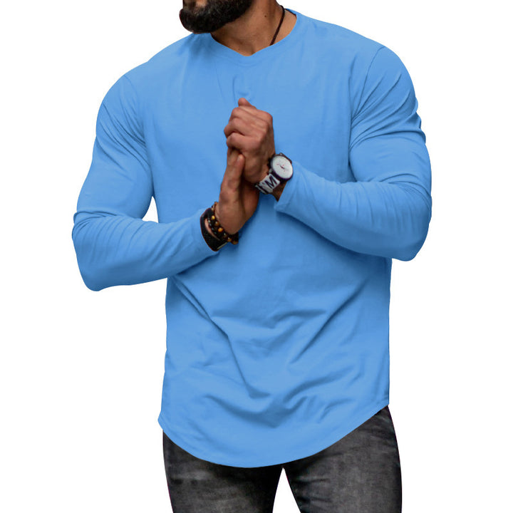 Men's long-sleeve shirt with extended round hem and slim fit made of elastic functional jersey Mune Fashion