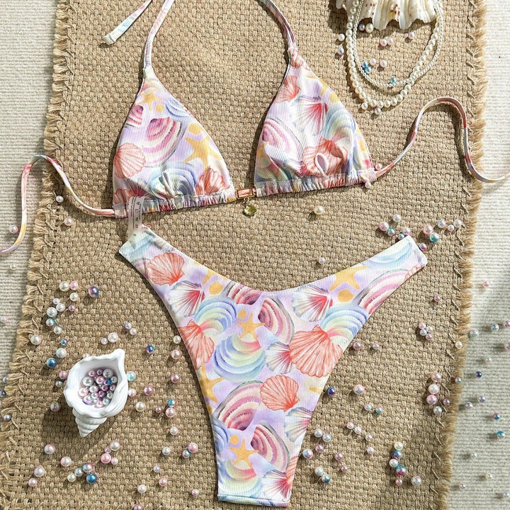Ladies triangle bikini with maritime shell pattern Mune Fashion