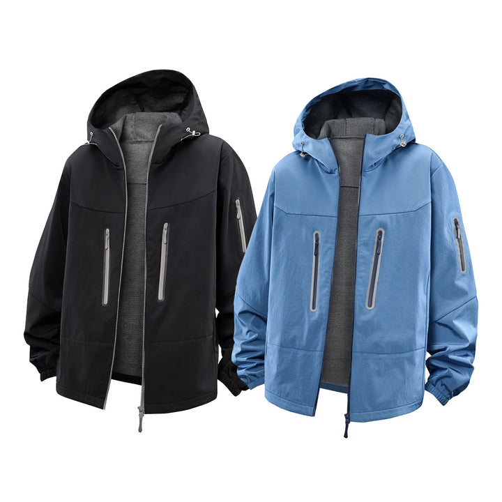 Men's Technical Softshell Outdoor Jacket with Hood, Sealed Zippers and Sporty Regular Fit Mune Fashion