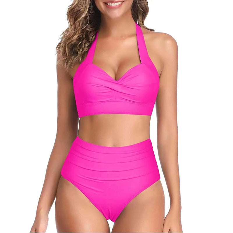 Women's High-Waisted Bikini Set with Elegant Top and Floral Design Mune Fashion