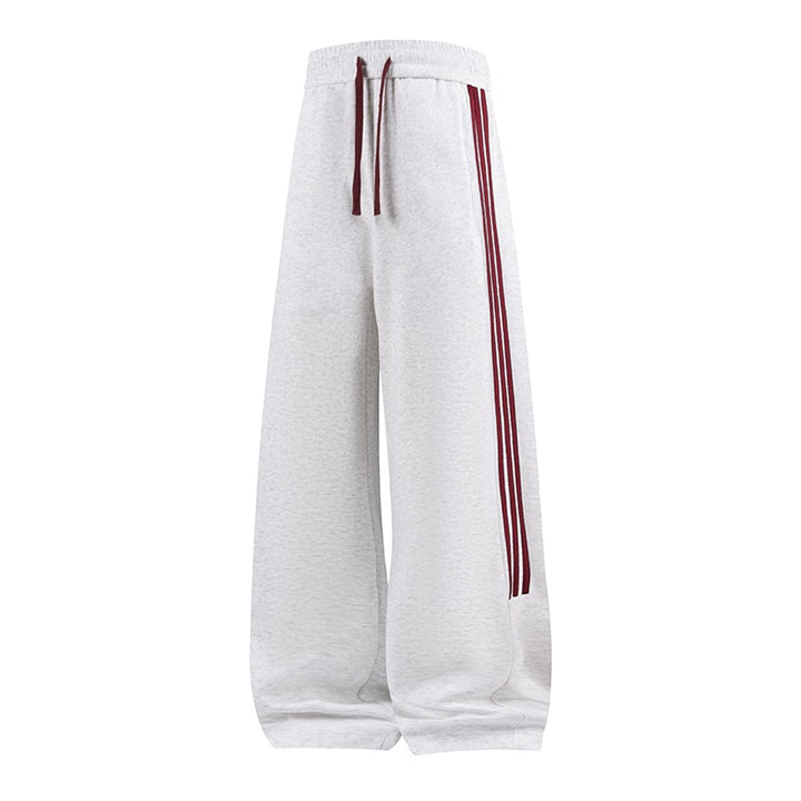 Women Wide High-Waist Jogging Pants with Distinct Side Stripes & Drawstring Mune Fashion