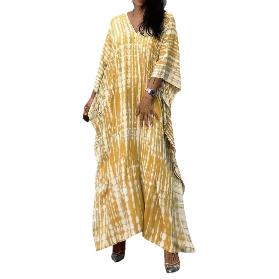 Ladies Kaftan with Contemporary Pattern and Airy Cut Mune