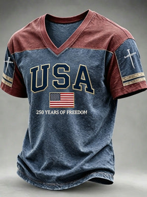 Unisex v-neck retro style jersey with Uruguay crest and flag patches Mune Fashion