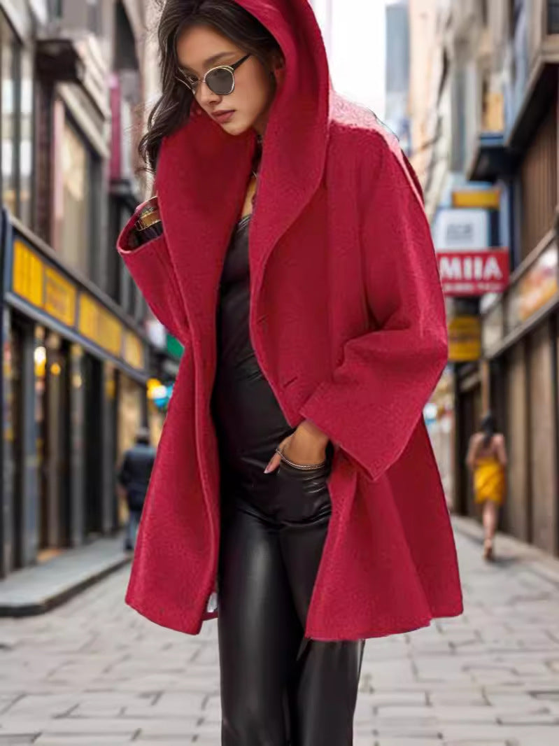 Women's Hooded Teddy Coat in Oversized A-Line Cut with Dropped Shoulders Mune Fashion