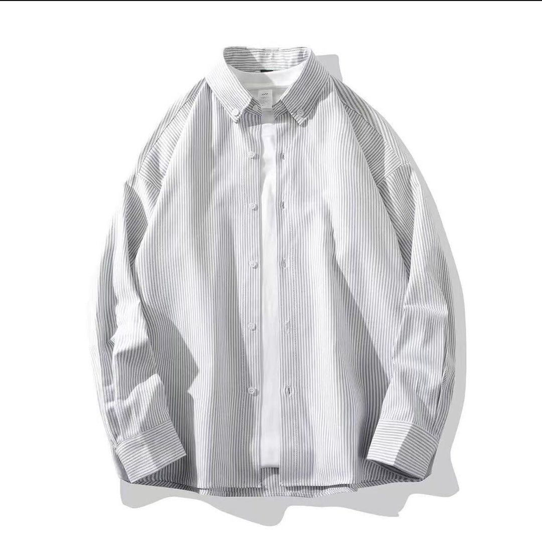 Men's Oversize Button-Down Shirt made of cotton blend with fine pinstripes Mune Fashion