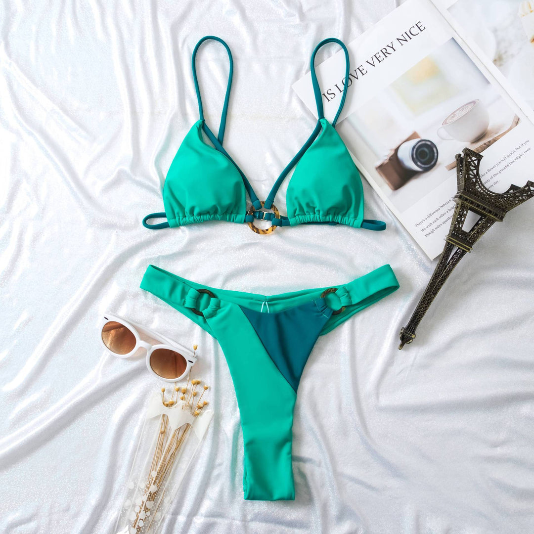 Women's Triangle Bikini with Fashionable Ring Detail Mune Fashion