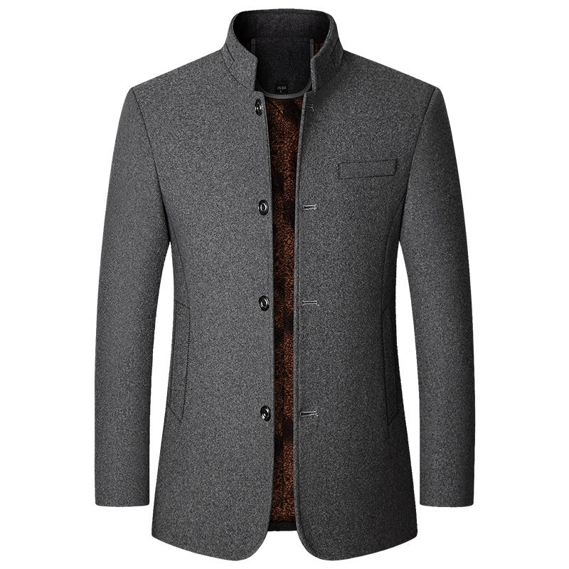 Men's wool coat with stand-up collar and quilted thermal lining Mune Fashion