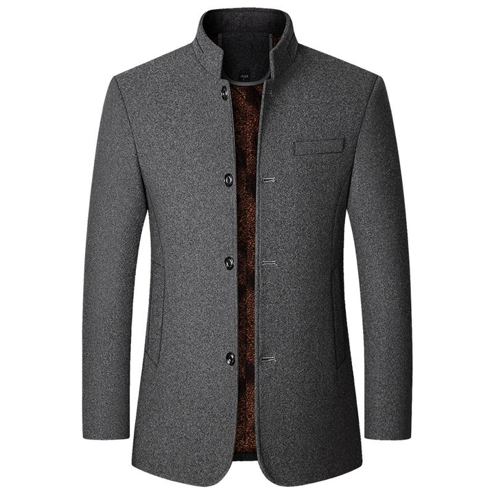 Men's wool coat with stand-up collar and quilted thermal lining Mune Fashion