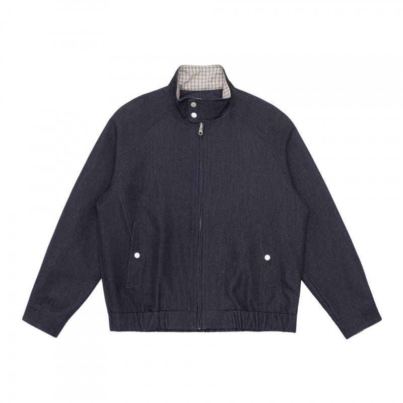 Men's lightly padded bomber-style blouson jacket with stand-up collar, checked lining and elastic hem Mune Fashion