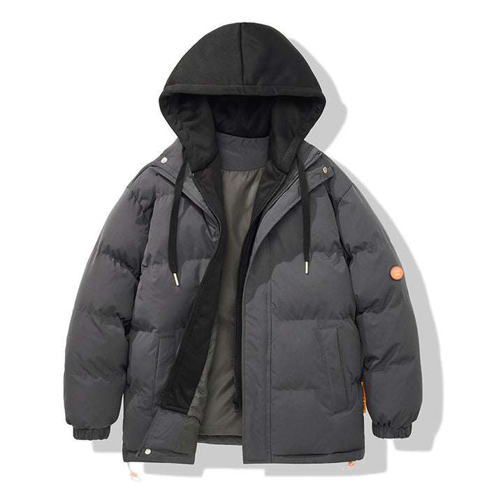Men's two-layer oversized quilted jacket with integrated contrast hooded inner jacket and thermal insulation Mune Fashion