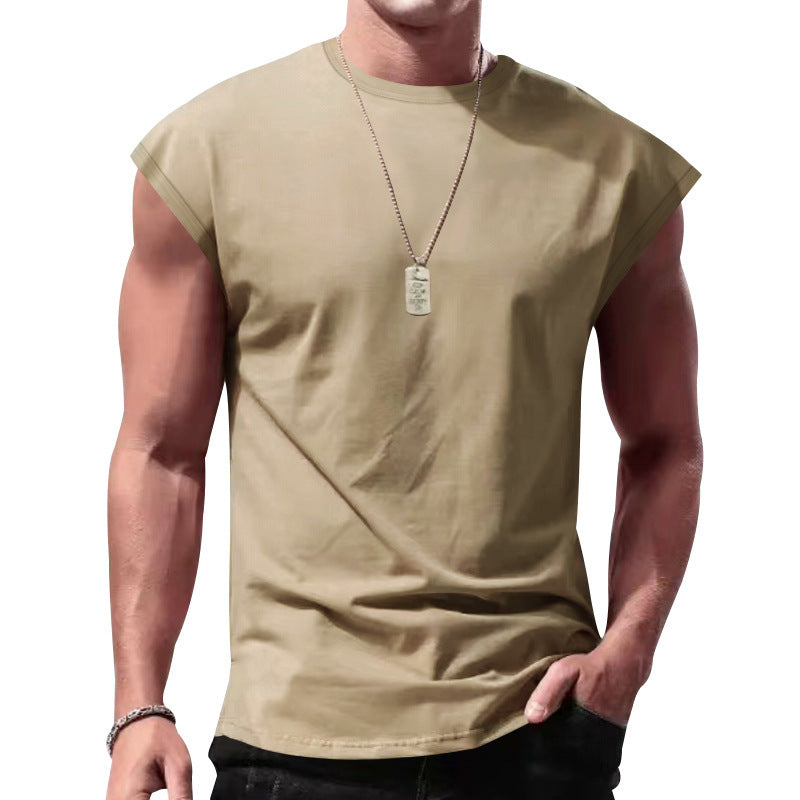 Men's loose sleeveless muscle shirt made of cotton jersey with drop shoulder Mune Fashion