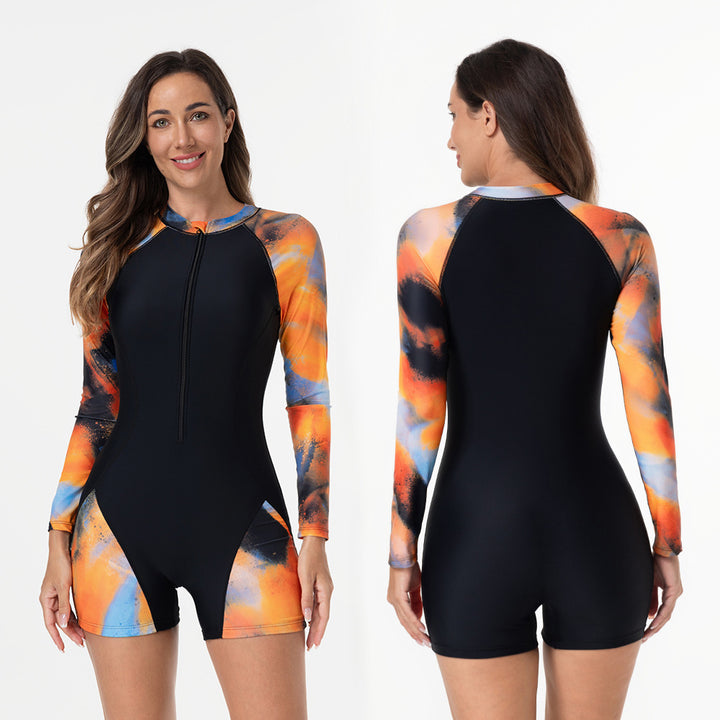Women's Long Sleeve Surf Suit with Colorful Art Design Mune Fashion