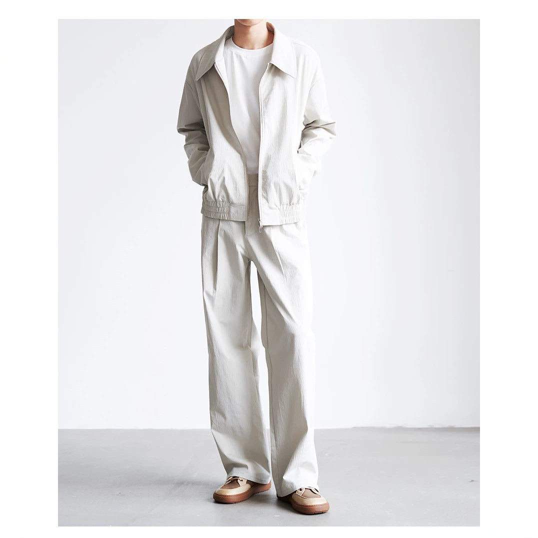 Men's wide high-waisted pleated trousers made of cotton blend Mune Fashion