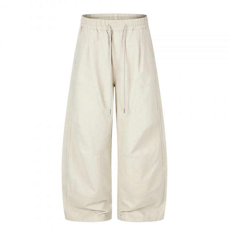 Ladies Wide Cropped Cargo Pants with Elastic Waistband, Drawstring and Patch Pockets Mune Fashion
