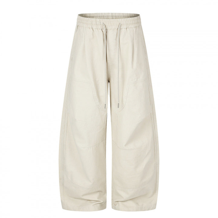 Ladies Wide Cropped Cargo Pants with Elastic Waistband, Drawstring and Patch Pockets Mune Fashion