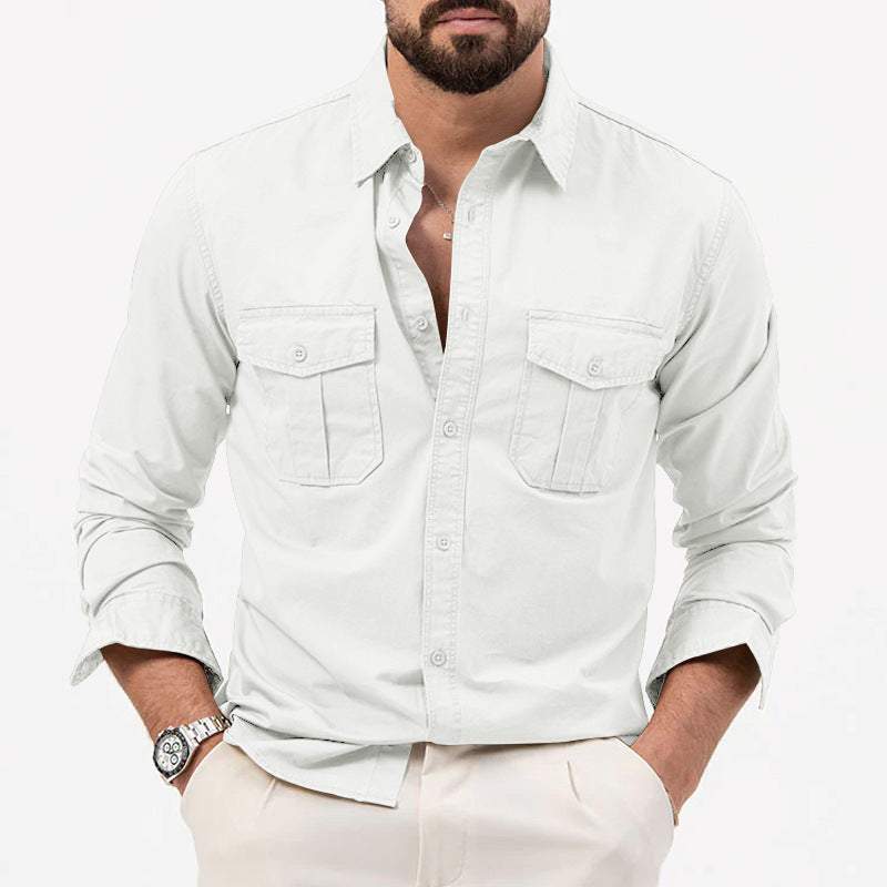 Men's narrow fit casual shirt with chest pockets and Kent collar Mune Fashion