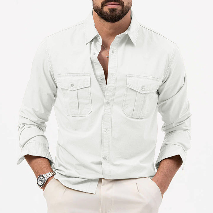 Men's narrow fit casual shirt with chest pockets and Kent collar Mune Fashion