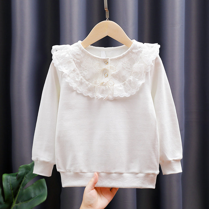 Girl sweatshirt with romantic lace collar Mune Fashion