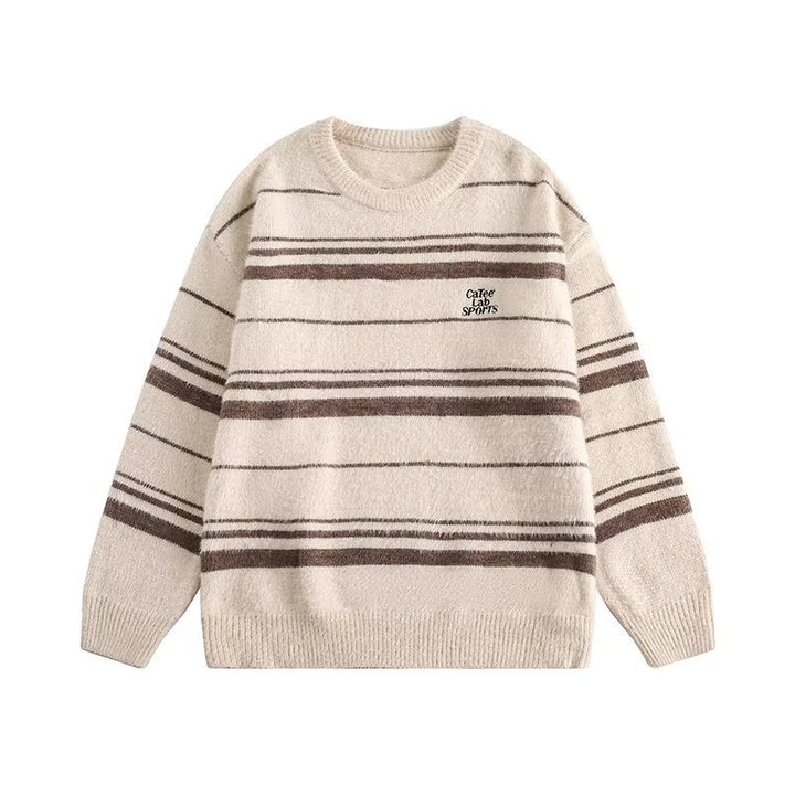 Women Modern Knit Sweater with Striped Pattern Mune Fashion