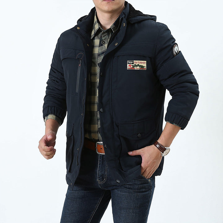 Men's Windproof Hooded Parka with Teddy Lining, Multiple Pockets and Patch Details Mune Fashion