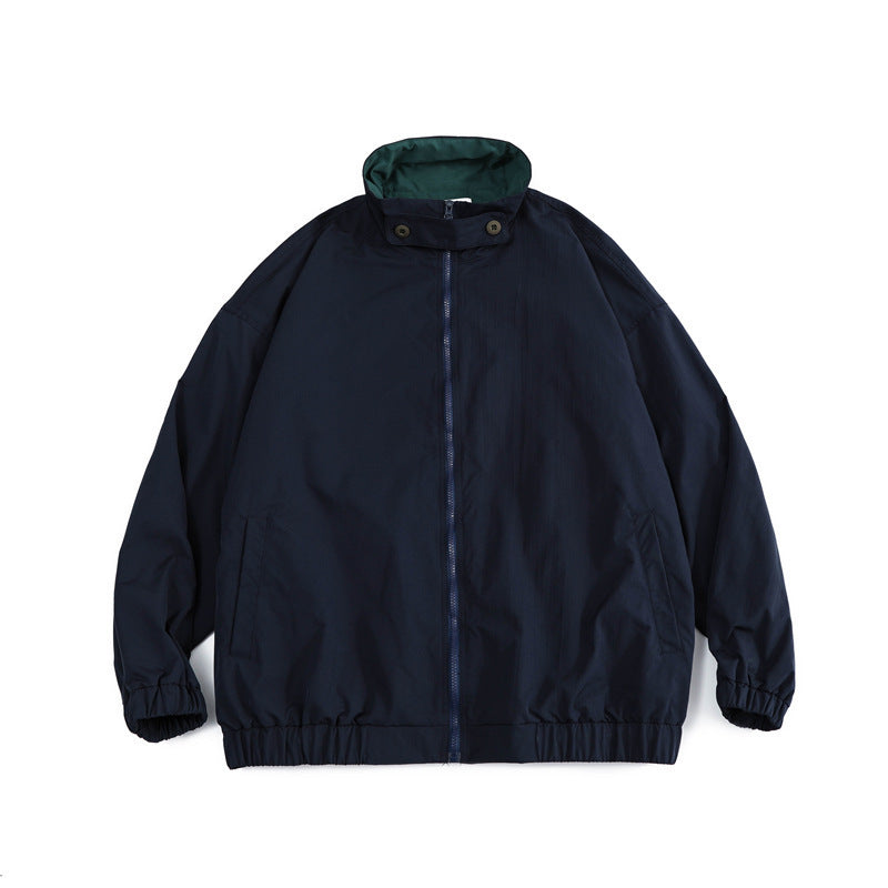 Men's loose-fitting lightweight windbreaker with high stand-up collar and elastic hem Mune Fashion