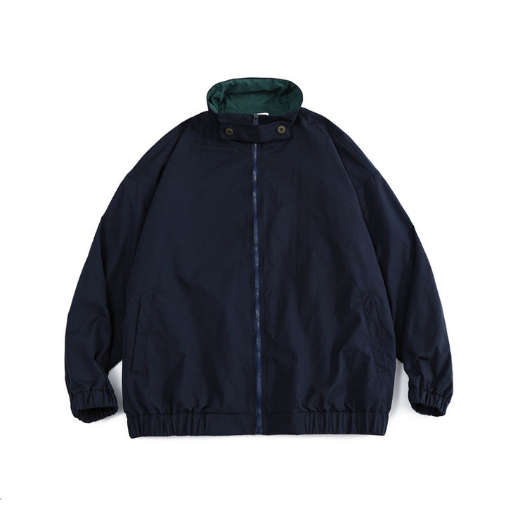 Men's loose-fitting lightweight windbreaker with high stand-up collar and elastic hem Mune Fashion