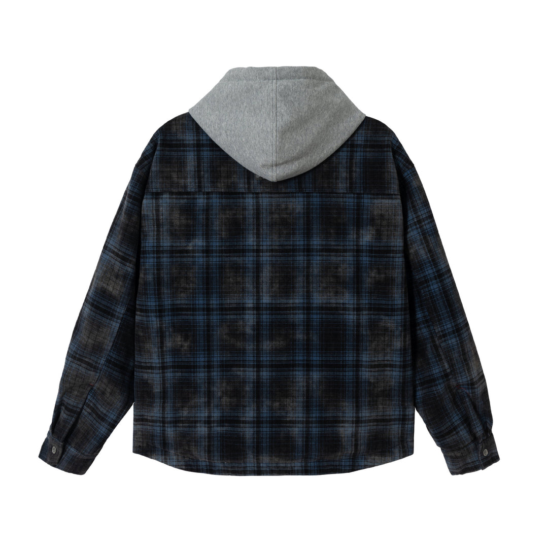 Men's checked layer shirt jacket with integrated hood inner jacket Mune Fashion