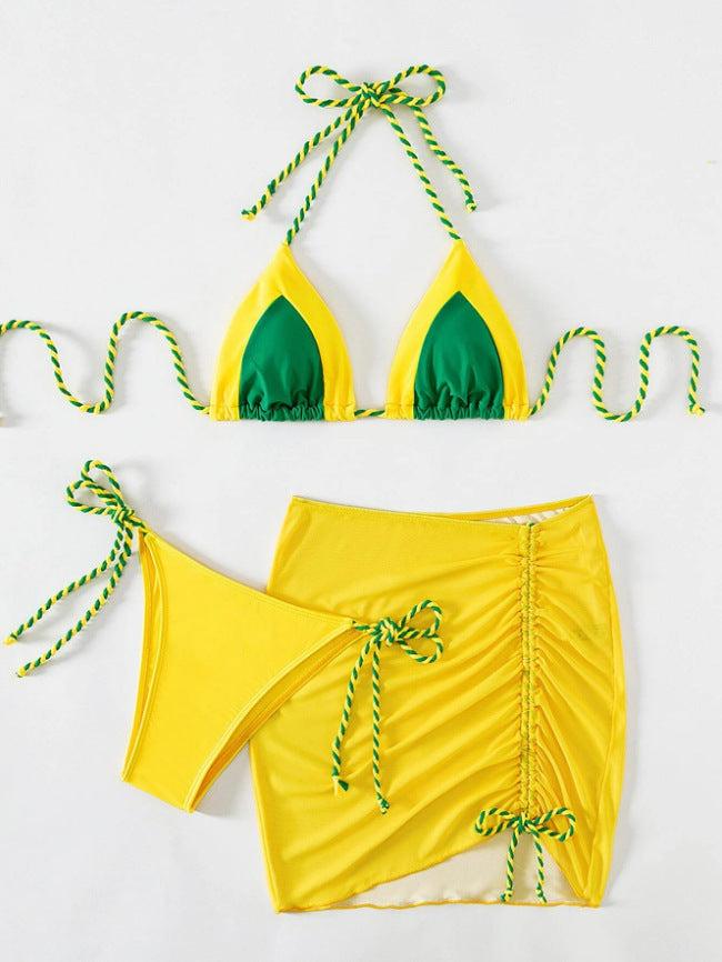 Women's bikini set with modern knot design and figure-hugging skirt Mune Fashion