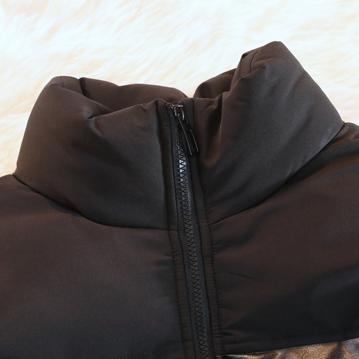 Unisex Padded Oversize Quilted Jacket with Stand-up Collar and Concealed Zipper Mune Fashion