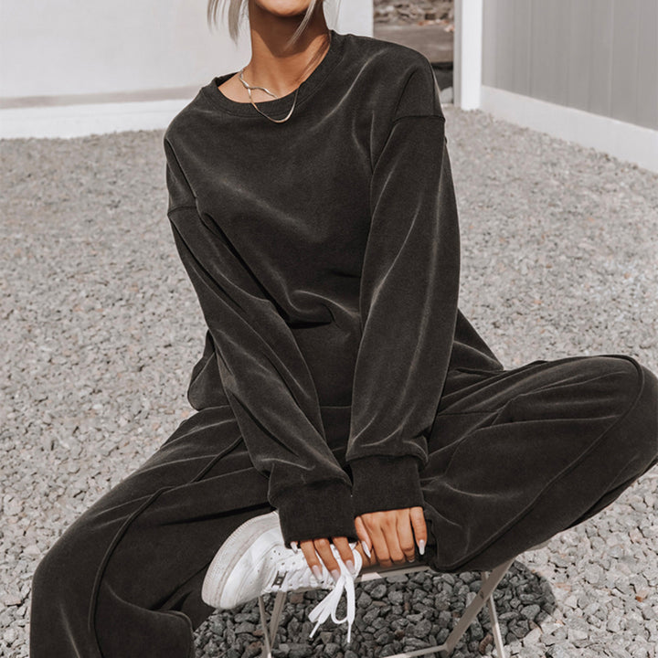 Women's soft oversized sweatshirt and loose relax pants in vintage washed finish Mune Fashion