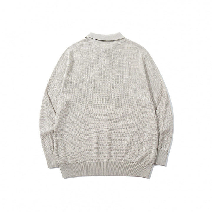 Unisex Boxy Fine Knit Polo Shirt with Henley Placket, Ribbed Cuffs and Raglan Sleeves Mune Fashion