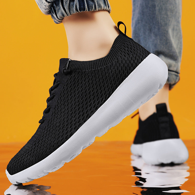 Unisex breathable knit slip-on sneakers with elastic shaft, pull tab and cushioned lightweight sole Mune Fashion