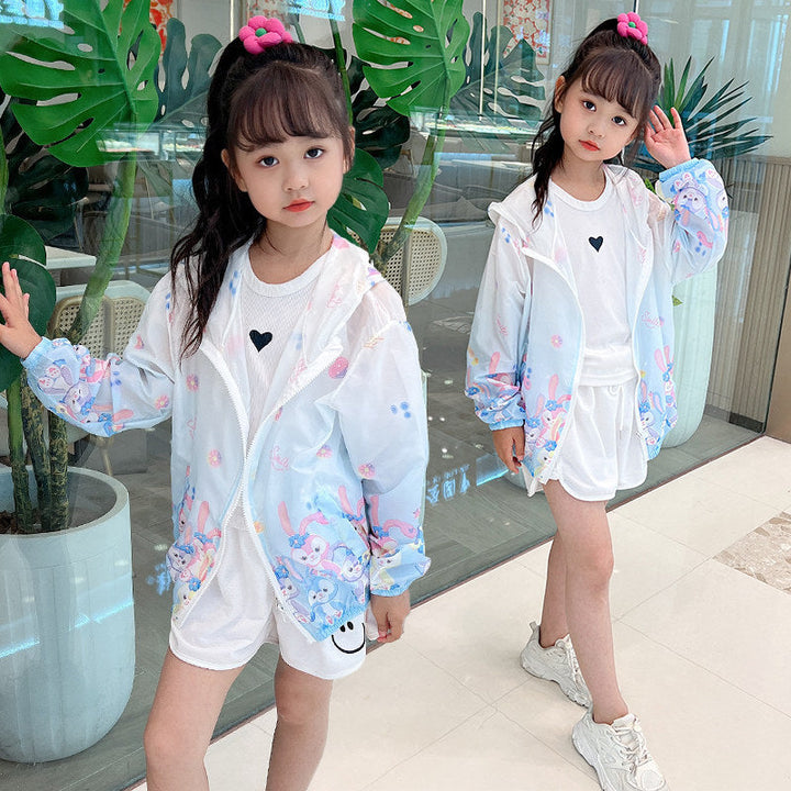 Women's lightweight transparent rain jacket for girls with hood and playful cartoon print Mune Fashion