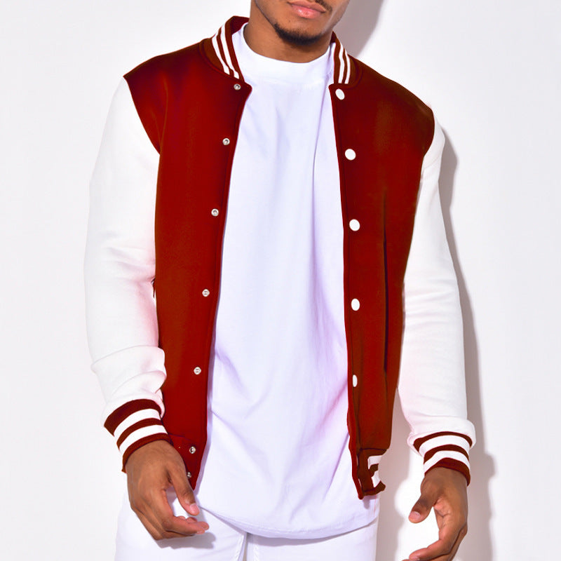 Men's Nano Retro Sports Bomber Jacket with Press Button Placket, Contrast Sleeves and Ribbed Cuffs Mune Fashion