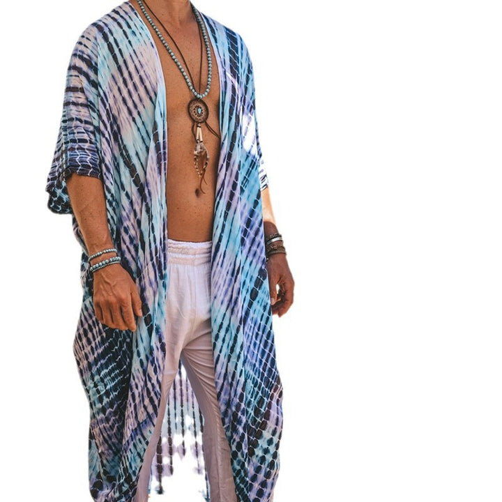 Men's Long Beach Kaftan in Batik Look made of light Viscose-Mix Mune Fashion