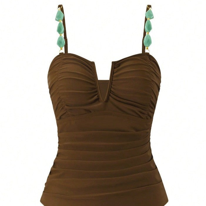 Women Refined One Piece Swimsuit with Elegant Skirt Mune Fashion