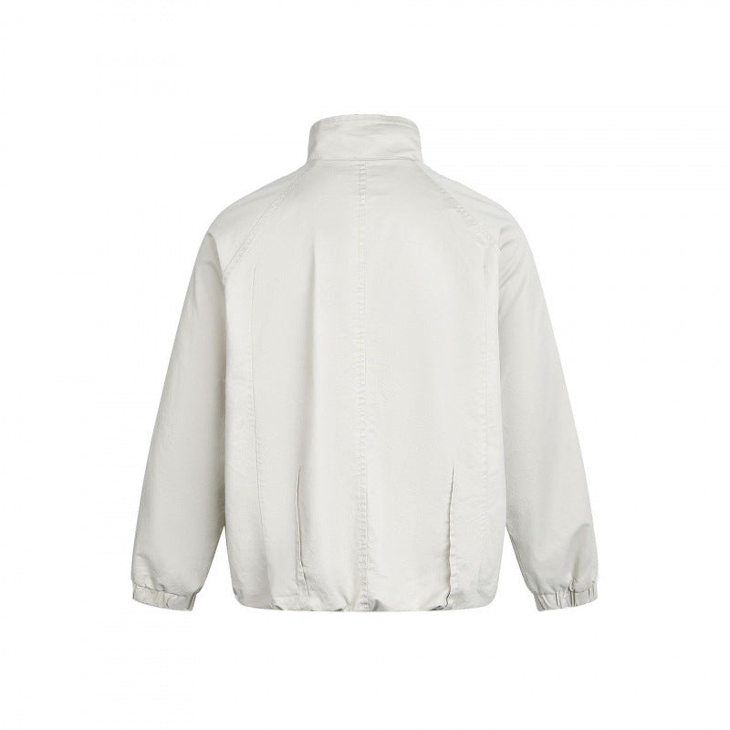 Men's Minimalist Nylon Bomber Jacket with Stand Collar, Raglan Sleeves and Gathered Hem Mune Fashion