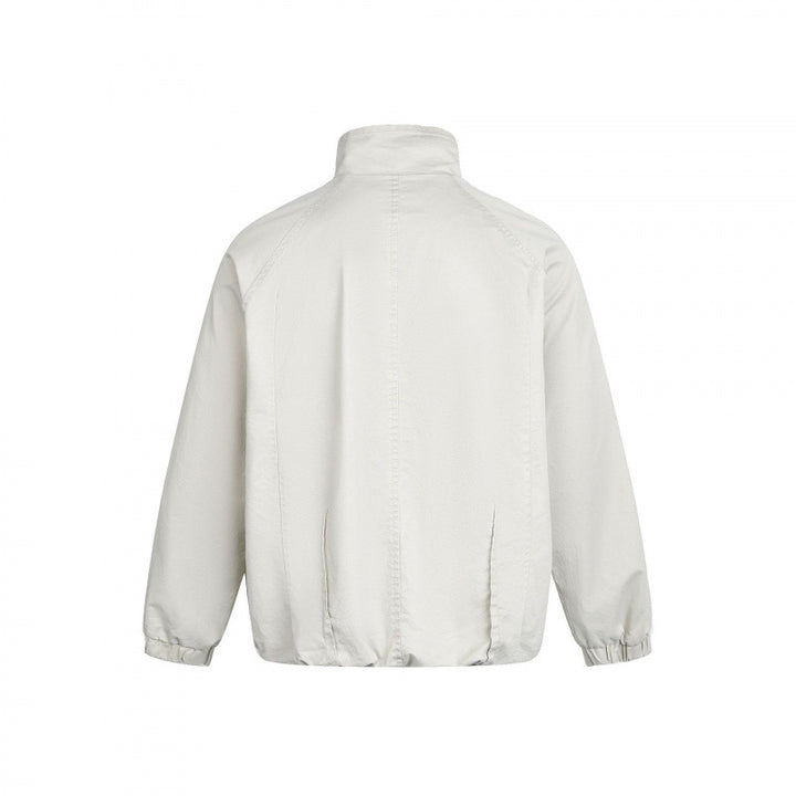Men's Minimalist Nylon Bomber Jacket with Stand Collar, Raglan Sleeves and Gathered Hem Mune Fashion