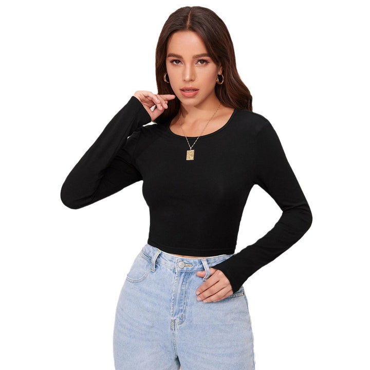 Women's form-fitting cropped long sleeve with sculpting fit and round neckline Mune Fashion