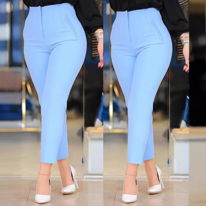 Women High-Waisted Slim-Fit Pleated Trousers with Straight Leg Mune Fashion