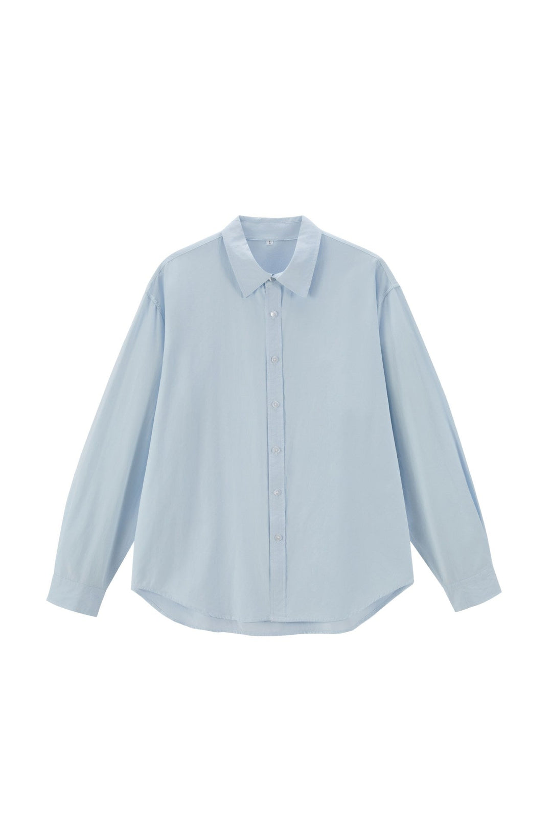 Women's Oversize Cotton Blouse with Kent Collar and Rounded Hem