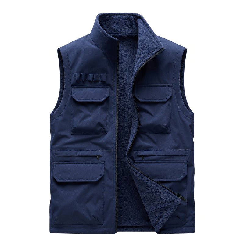 Men's Multifunctional Work Vest with Multiple Flap Pockets and Zipper Mune Fashion