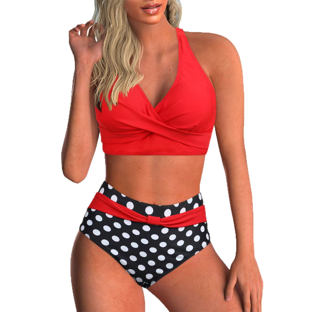 Women's High-Waisted Bikini Set with Fashionable Wrap Design Mune Fashion