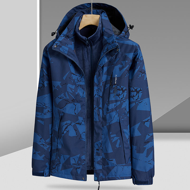 Men's Water-Repellent Outdoor Jacket with Integrated Fleece Inner Jacket Mune Fashion